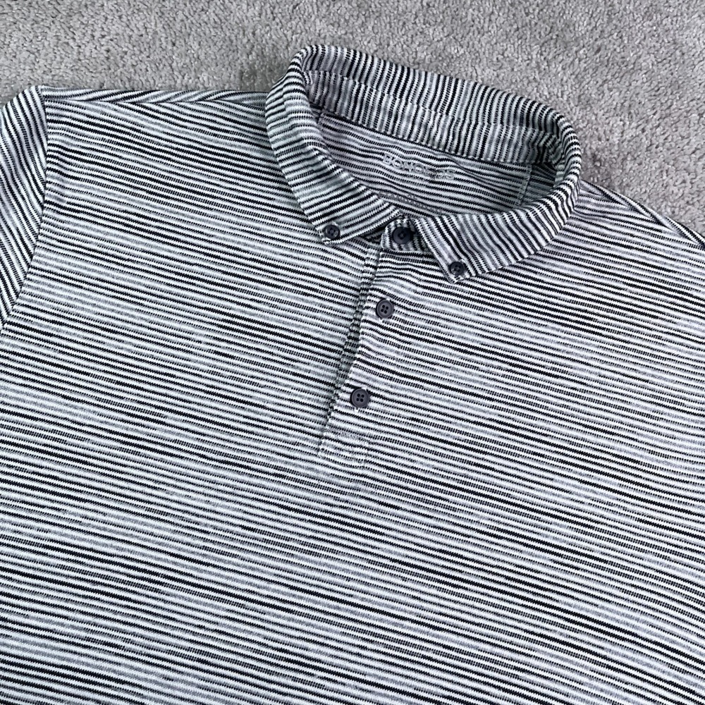 Bonobos Polo Shirt Mens XL Black Grey Striped Golf Standard Fit Collared
